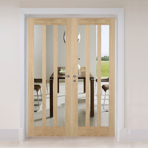 Rebated oak door pair internal - oak,